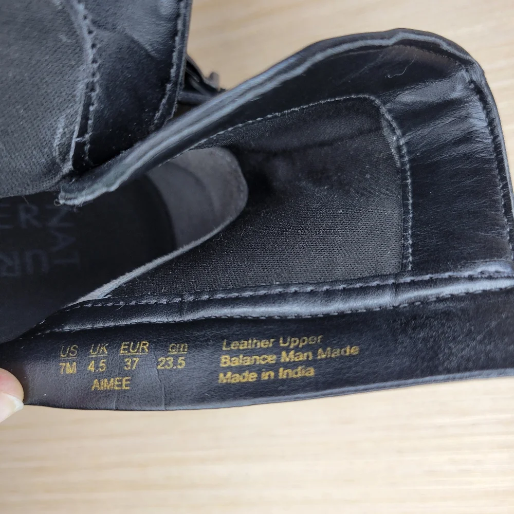 Naturalizer Aimee Black Leather Waterproof Ankle Booties 7M Rainboot
